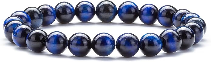 Hamoery Men Women 8mm Natural Stone Lava Rock Diffuser Bracelet Elastic Yoga Agate Beads Bracelet Bangle