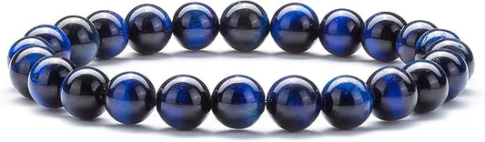 Hamoery Men Women 8mm Natural Stone Lava Rock Diffuser Bracelet Elastic Yoga Agate Beads Bracelet Bangle