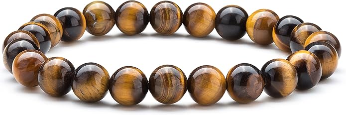Hamoery Men Women 8mm Natural Stone Lava Rock Diffuser Bracelet Elastic Yoga Agate Beads Bracelet Bangle