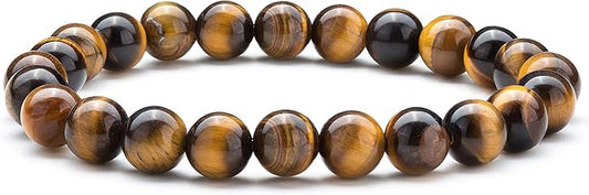 Hamoery Men Women 8mm Natural Stone Lava Rock Diffuser Bracelet Elastic Yoga Agate Beads Bracelet Bangle