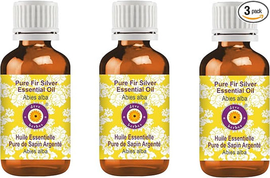 Deve Herbes Pure Fir Silver Essential Oil (Abies alba) Steam Distilled (Pack of Three) 100ml X 3 (10 oz)