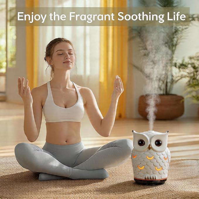 Ceramic Essential Oil Diffuser 200ml,Ultrasonic Aromatherapy Humidifier with 7-Color LED Night Light, Waterless Auto Shut-Off & Timers, Stone Scent Cool Mist Diffusers for Home, Bedroom, Office, Decor