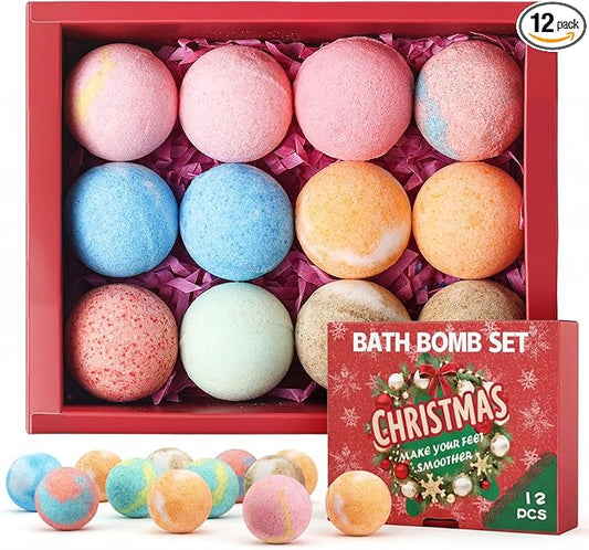 12-Pack Luxury Bath Bomb Gift Set for Men & Women,Aromatherapy Spa Set with Essential Oils,Perfect for Mother’s Day & Valentine’s Day Gifts,Relaxation & Self Care Bath Essentials