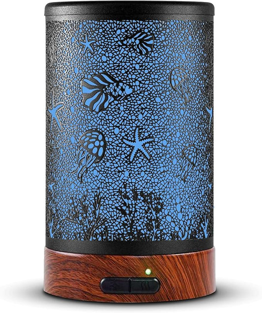 EQUSUPRO Essential Oil Diffuser Electric Cool Mist Aroma Diffuser with Intermittent Mode, Auto Shut-Off Protection, 7 Colors Changing LED Light for Home Office Decor & Gift (Sea)