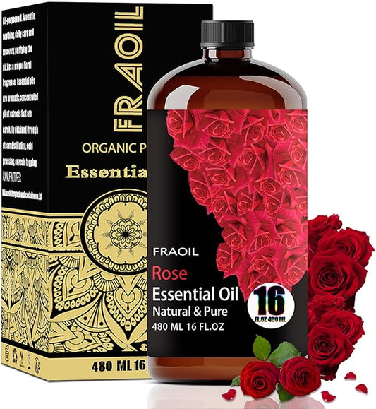 Rose Essential Oil, Rose Oil 16 Fl Oz 480 ML for Diffuser Humidifier Yoga Cleaning DIY Candle Soap Making Perfume Gift for Women Essential Oils FRAOIL (Rose 16 Fl Oz (Pack of 1))