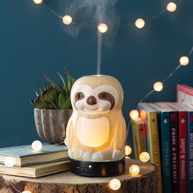 Airome Sloth Medium Essential Oil Diffuser|100 mL Humidifying Ultrasonic Aromatherapy Diffuser 8 Colorful LED Lights, Intermittent & Continual Mist, Auto Shut-Off