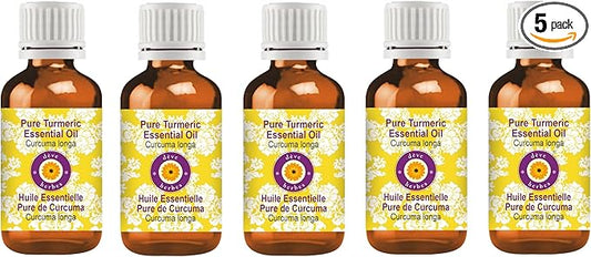 Deve Herbes Pure Turmeric Essential Oil (Curcuma Longa) Steam Distilled (Pack of Five) 100ml X 5 (16.9 oz)