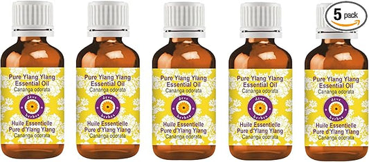 Deve Herbes Pure Ylang Ylang Essential Oil (Cananga odorata) Steam Distilled (Pack of Five) 100ml X 5 (16.9 oz)