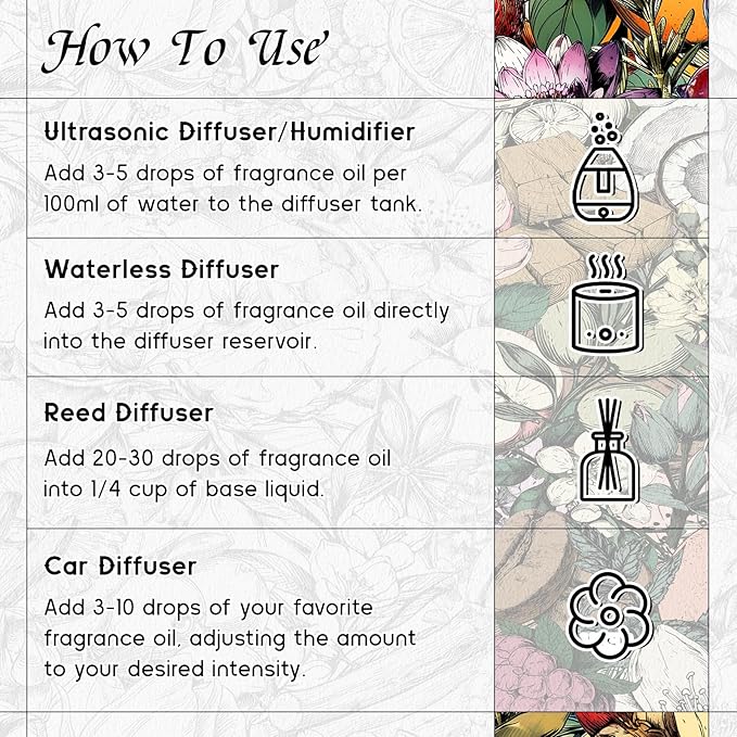 HIQILI Iris Sonnet Diffuser Oil, Elegant Floral Fruity Scent, Water Soluble for Car Air fresheners, Reed Diffuser, Relaxing & Cozy - 3.38 Fl Oz