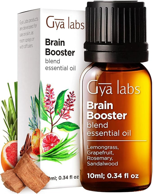 Gya Labs Brain Booster Essential Oils Blends - 0.34 Fl Oz - for Diffuser, Home, Humidifier, Aromatherapy and DIY Candle Making Scents