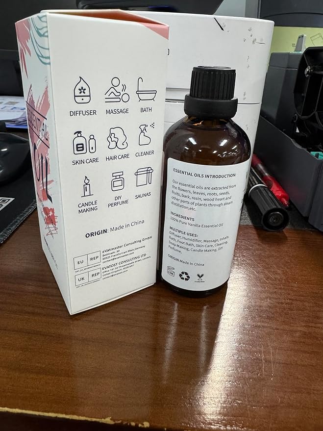Vanilla Essential Oil, Pure Vanilla Oil Mumianhua Natural Vanilla Bean Oil for Diffuser, Aromatherapy, Skin, Perfume,Candle, Soap Making,DIY 3.38 Fl Oz
