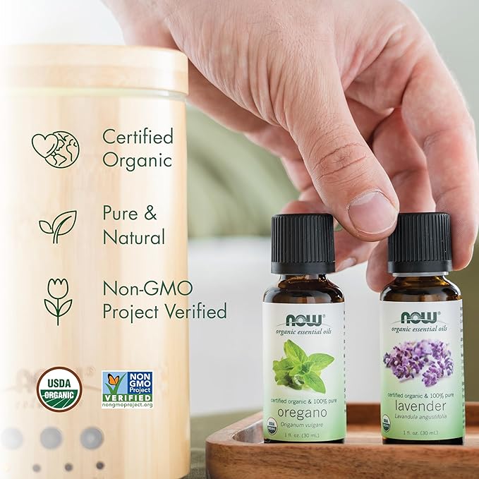 NOW Essential Oils, Organic Lemon Oil, Cheerful Aromatherapy Scent, Cold Pressed, 100% Pure, Vegan, Child Resistant Cap, 1-Ounce