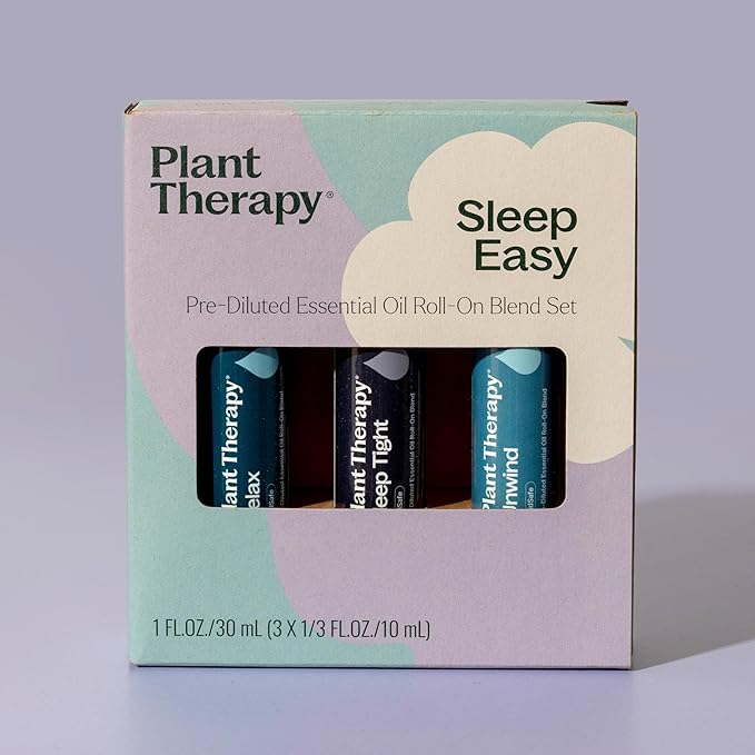 Plant Therapy Sleep Easy Essential Oil Roll On Blend Set 10 mL (1/3 oz) Each of Relax, Sleep Tight & Unwind, Pure, Pre-Diluted, Essential Oil Blends