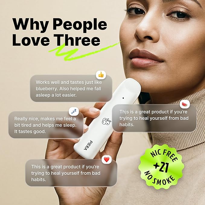 PIERA Herbal Diffuser Pen Starter Trio – Rechargeable Aromatherapy Set with 3 Plant-Based Blends (Sleep, Energy, Refresh) – Portable, Nicotine-Free – 1000 Uses Each – 3 Pack
