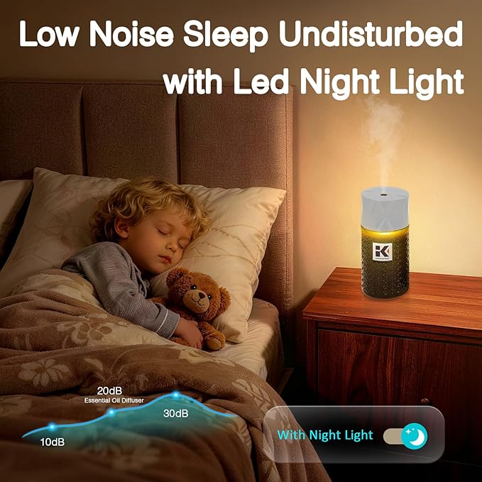 Ikeda Essential Oil Diffuser with Negative Ions, 250ml Glass Aromatherapy Diffuser with 10mL Lavender Essential Oil,3 Modes & 2000 mAH Battery Operated Car Diffuser with Night Light for Home