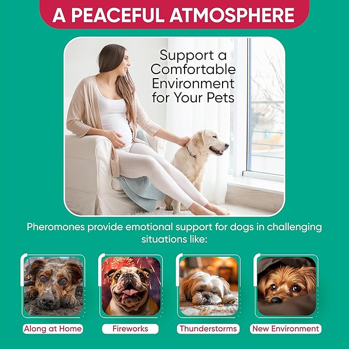 Calming Diffuser for Dog: Appeasing Dog Pheromones Calming Diffuser Plug in Kit for Separation Anxiety, Stress Chewing, Peeing Accidents, 2 Diffusers + 2 Refills