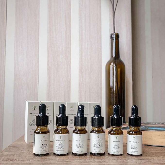 PRISTINE Top 6 Hotel Fragrance Oil Set for Water-Based Diffuser for Home, Humidifier, Home Scent (Casa Particular, Moroccan Riad, English Country Inn, Maldives Villa, Swiss Chateau, Japanese Ryokan)