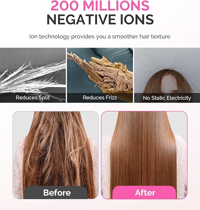 MelodySusie Hair Dryer with Diffuser, 1600W Fast Drying Low Noise Ionic Hair Dryer for Curly Hair with Diffuser,Nozzle and Hair Brush,120,000 RPM Blow Dryer Ideal for Women