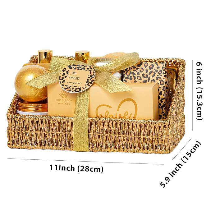 32 Pcs Mother's Day Gift for Mom, Honey & Almond Bath & Body Gift Basket for Women, Hydrating Face Skin Care Set, Self-Care Home Spa Basket Gift Set, Birthday, Christmas, Anniversary