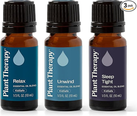 Plant Therapy Sleep Easy Essential Oil Blend Set 10 mL (1/3 oz) Each of Relax, Sleep Tight & Unwind, Pure, Undiluted, Essential Oil Blends
