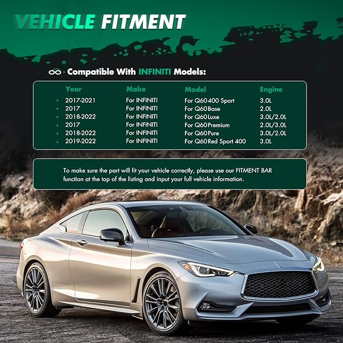 SCITOO Glossy Carbon Look Front Bumper Lip V Style Fits for 2017-2020 for Infiniti Q60 Coupe PP Front Lip Spoiler