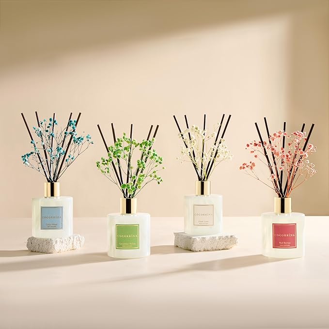 COCORRÍNA Reed Diffuser - Coconut Beach 6.7 fl oz Reed Diffuser with Sticks, Bedroom Bathroom Shelf Decor
