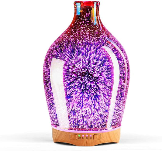 Porseme 280ml Essential Oil Diffuser 3D Glass Aromatherapy Ultrasonic Humidifier - Auto Shut-Off, Timer Setting, BPA Free for Home Hotel Yoga Leisure SPA Gift(Rose Gold)