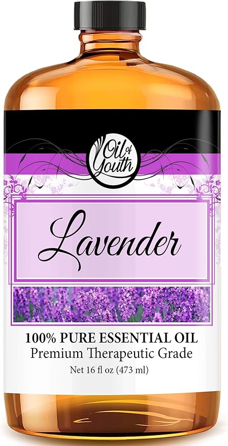 Oil of Youth Lavender Essential Oil Pure for Diffuser, Aromatherapy, Calming & Relaxation (16oz Bulk)