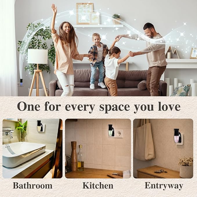 1 Pack Wall Fragrance Plug in with Night Light Compatible with Bath & Body Works Wallflowers, Plug in Aromatherapy Diffuser for Bedroom, Home Fragrance, Relaxing Atmosphere - Black