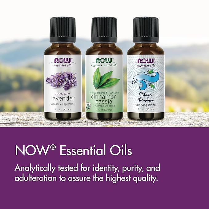 NOW Essential Oils, Lavender Oil, Soothing Aromatherapy Scent, Steam Distilled, 100% Pure, Vegan, Child Resistant Cap, 1-Ounce