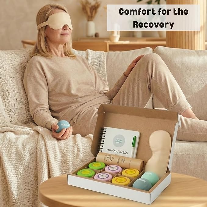 Stress Relief Gifts with Heated Eye Mask, Stress Balls for Adults, Shower Steamers & Adult Coloring Book for sinus relief – Self Care Relaxation Kit, Anxiety Relief Items and Mother's Day