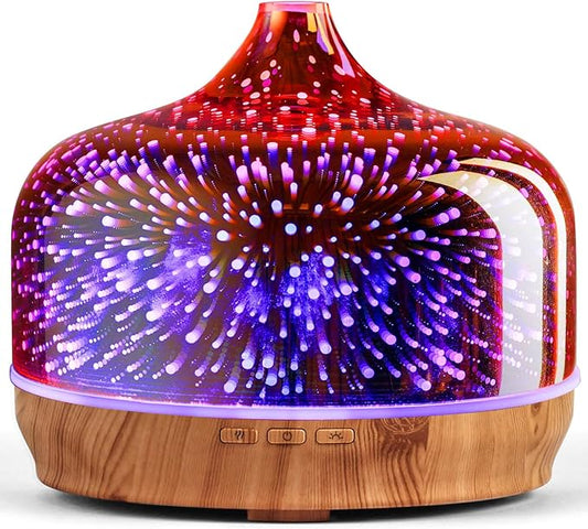Porseme 500ml Glass Essential Oil Diffuser Aromatherapy Ultrasonic Cool Mist Humidifier 15-21 Running Hours Waterless Auto-Off Air Diffusers for Sleeping Yoga Working Spa(Rose Gold)