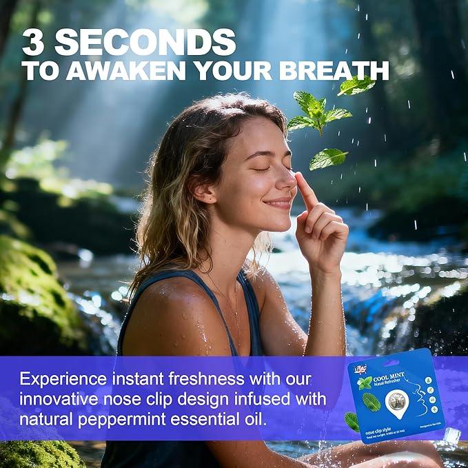 Peppermint Aromatherapy Nose Ring - Soft Wearable Essential Oil Diffuser for Driving Focus & Study, Hands-Free Scented Nose Clip, Discreet Personal Air Refresher with Natural Essential Oils(2pack)