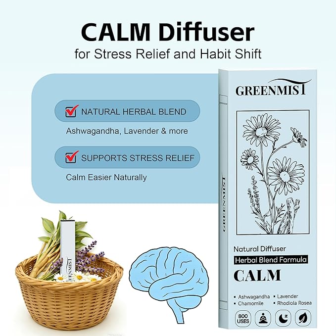 Natural Herbal Diffuser Pen Combo Pack (2 Pack), Mullein & Peppermint + Ashwagandha & Lavender, Plant-Based Aromatherapy Diffusers, Calming & Refreshing Herbal Aroma, Up to 800 Uses Each