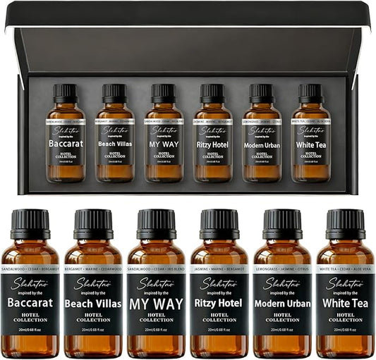 Hotel Diffuser Oil Gift Set – Luxury Hotel Inspired Fragrance Oils for Diffusers, Premium Aromatherapy Home Fragrance, Long Lasting Scent for Bedroom, Spa & Office (Hotel Fragrance Set 20ml*6)