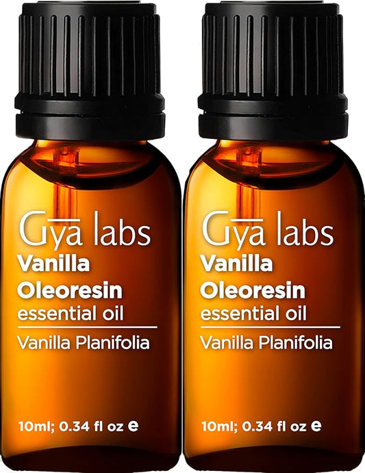 Gya Labs Vanilla Essential Oil Combo Pack (0.34 Fl Oz, Pack of 2) - Vanilla Oleoresin Oil for Diffuser, Skin, Aromatherapy, Soap & Candle Making Scents - Long Lasting Oil Perfume