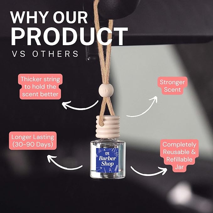 CANDECraftCo Car Air Hanging Fragrance Oil, Car Auto Freshener for Essential Oils, Scents Fragrance Aromatherapy Automobile Diffuser, Long Lasting (Cotton Candy)