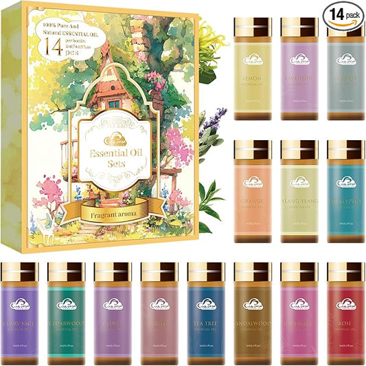 Essential Oils Set, 14 Pcs Fragrance Oils for Skin, Diffusers for Home, Laundry, Fragrance, Candle Making - Tea Tree, Rosemary, Lavender, Vanilla, Eucalyptus and More