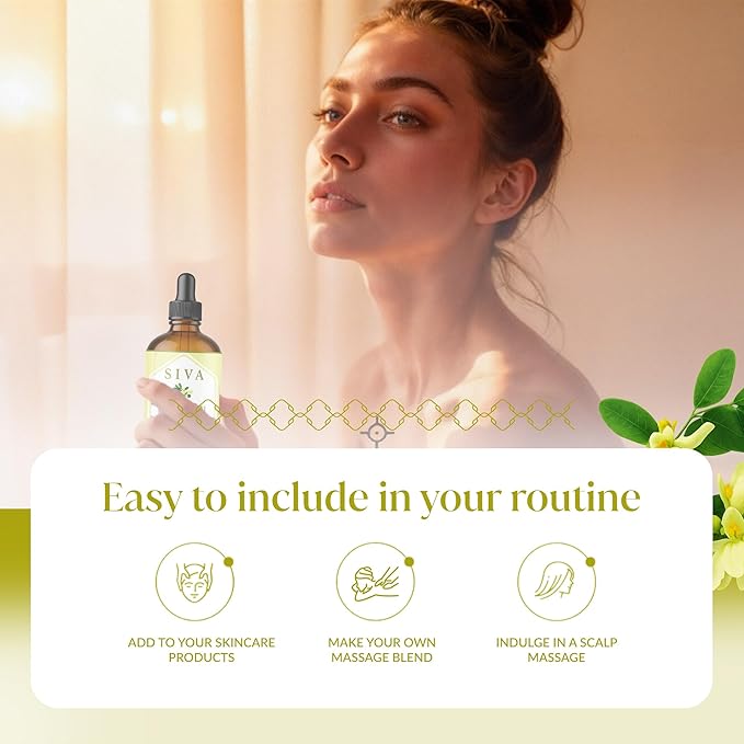 Siva Moringa Carrier Oil 4oz (118 ml) Premium Cold-Pressed 100% Natural Carrier Oil with Dropper for Skin Care, Hair Care, Scalp Massage & Body Massage