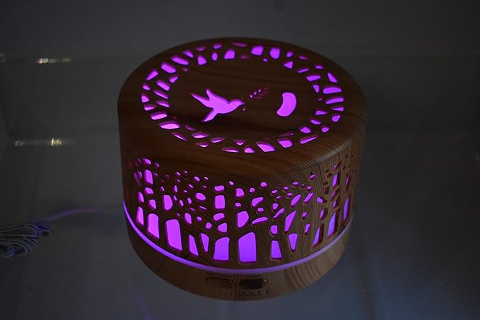 Woodland Trees 500 ml Ultrasonic Quiet Cool Mist Humidifier Diffuser for Essential Oils, 7 Colored LED Lights, 6hr Auto Shut Off and 1/2oz of Premium Sensual Amber ScentedOil