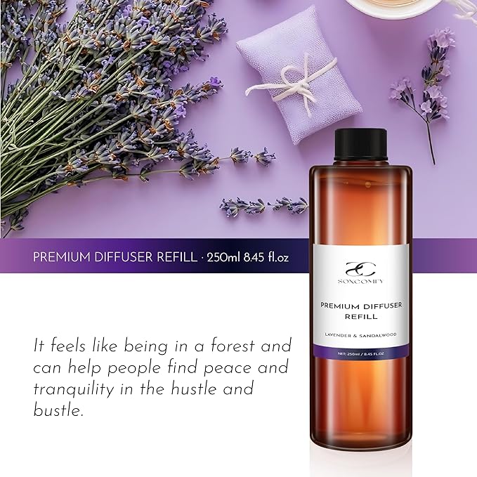 Diffuser Oil Luxury Essential Oils for Diffuser Refill & Air Freshener,Long-Lasting Natural Home Fragrance and Hotel Scent for Diffusers - 8.45 Fl.oz(250ml), Lavender & Sandalwood