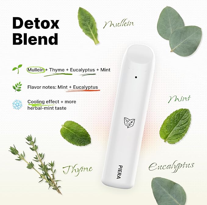 PIERA Herbal Diffuser Wellness Aromatherapy Diffuser, Portable Rechargeable Device with Energy, Sleep, Detox Blends, Natural Herbal Ingredients for Focus and Relaxation (Detox) (Detox)