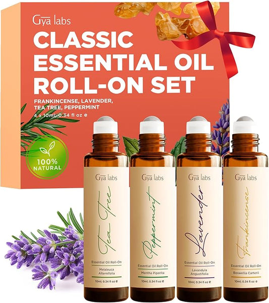 Gya Labs Classic Roll on Essential Oils Set - 0.34 Fl Oz Each - Essential Oil Set Relaxation Womens Gifts for Christmas - Blends for Calm, Aromatherapy Stocking Stuffers, Relaxing Gifts for Women