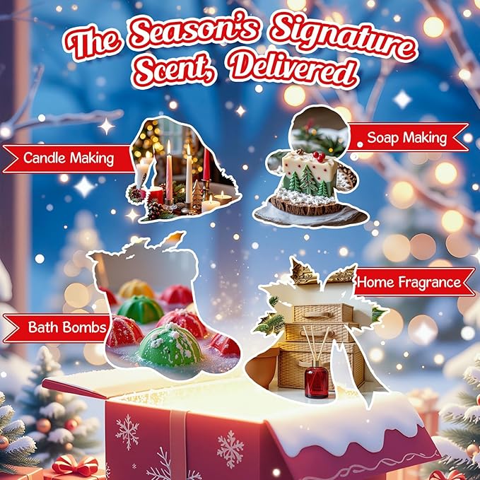 RAINBOW ABBY Christmas Fragrance Oil Set, Holiday Essential Oils for Diffuser, Fresh Cut Wood, Campfire Whisper, Candy Land, Gingerbread Cinnamon, Vanilla Cinnamon, Berries & Cream, 6X 10ml