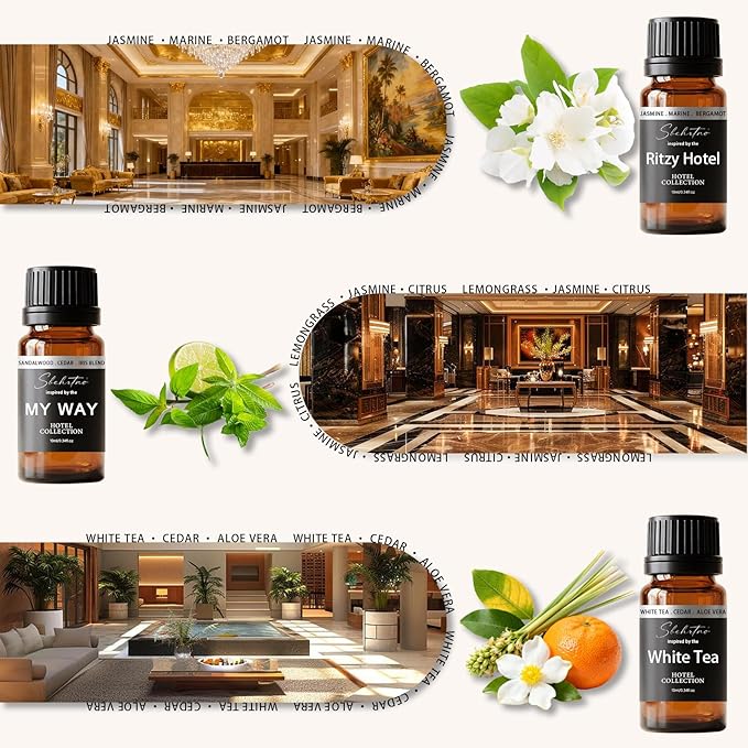 Hotel Diffuser Oil Gift Set – Luxury Hotel Inspired Fragrance Oils for Diffusers, Premium Aromatherapy Home Fragrance, Long Lasting Scent for Bedroom, Spa & Office (Hotel Fragrance Set 10ml*6)