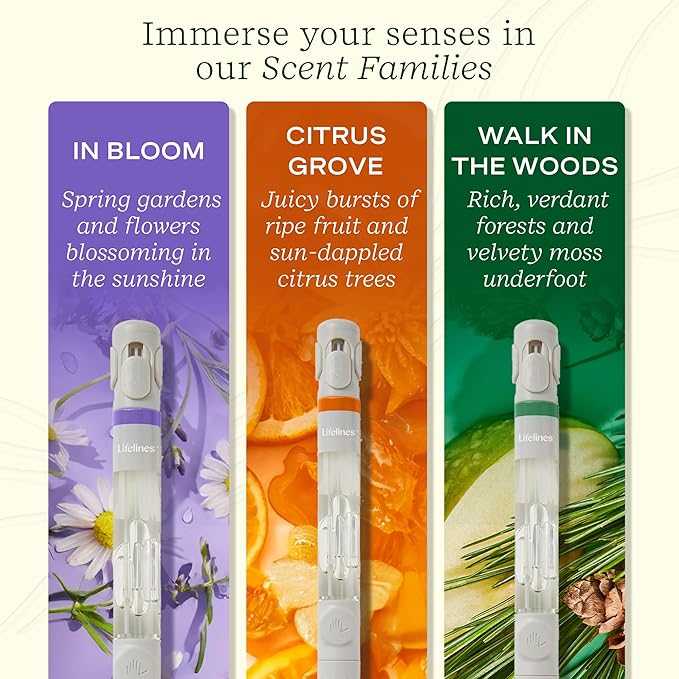 Lifelines Pen Diffuser Set, Nature's Escape 3-Pack – 1mm Black Ballpoint Pens with Scented Essential Oil Blends – Aromatherapy Diffuser & Sensory Immersion Diffuse Aroma As You Write