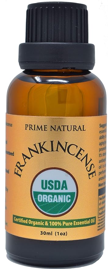 Prime Natural Organic Frankincense Essential Oil 30ml / 1oz Pure, Undiluted Aromatherapy Scent for Relaxation, Skin Care, and Calming Meditation