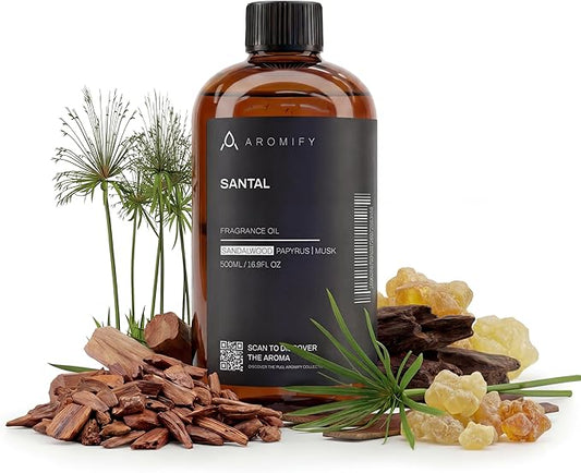 Santal Diffuser Oil, 16.9 FL Oz, 500 mL, Diffuser Fragrance Oil for Home, Bathroom & Office, Aromatherapy Blend of Natural Essential Oil, Sandalwood & Musk Scent.