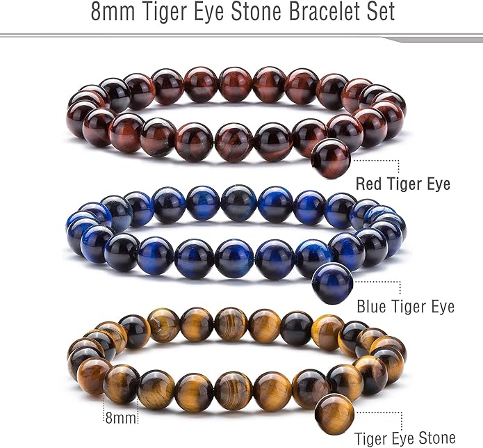 Hamoery Men Women 8mm Natural Stone Lava Rock Diffuser Bracelet Elastic Yoga Agate Beads Bracelet Bangle