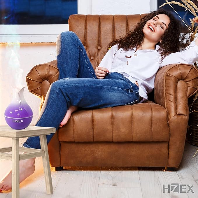 HZEX Spiral Essential Oil Diffuser with 7 Color Changing Lights and 5V USB Cable for Home Office, 130ml Mist Humidifier Silent Aroma Diffusers, Variant Colors (Twist)